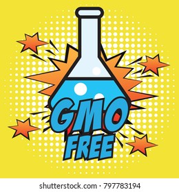 gmo free allergen ingredient for dairy free icon in pop art style. vector 