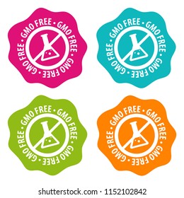 GMO free Badges. Eps10 Vector.
