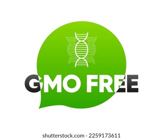 GMO Free banner. The concept of healthy natural organic food. Food packaging decoration element. Vector illustration.