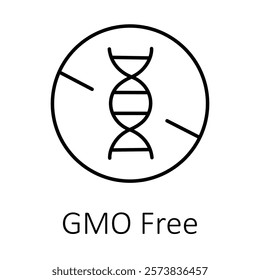  GMO Free. DNA-inspired symbol for non-GMO-certified brands focusing on sustainability and health.