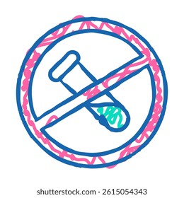 gmo free flask crossed out mark doodle icon sketch vector. gmo free flask crossed out mark sign. isolated symbol illustration