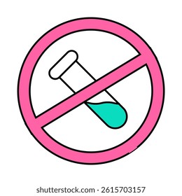 gmo free flask crossed out mark line icon vector. gmo free flask crossed out mark sign. isolated symbol illustration