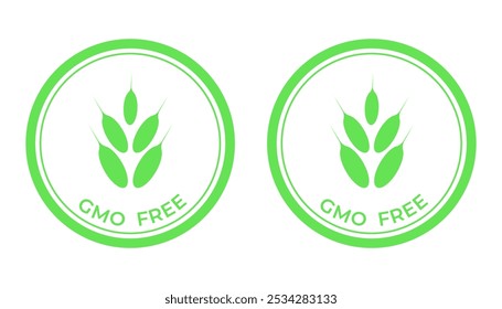 GMO free food icons, isolated, transparent background. Vector natural sign, symbol, element, healthy label, premium stamp.