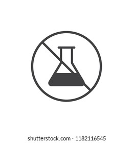 GMO free food label vector icon. filled flat sign for mobile concept and web design. No chemical flask simple solid icon. Symbol, logo illustration. Pixel perfect vector graphics