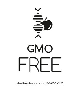 GMO free glyph icon. Organic eco food. Natural fruits, vegetables. Product free ingredient. Nutritious dietary, healthy eating. Silhouette symbol. Negative space. Vector isolated illustration
