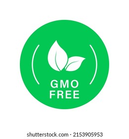 Gmo Free Green Silhouette Icon. Non Gmo Label, Only Natural Organic Product. Leaf Sign Healthy Vegan Bio Food Concept. Organic Free Gmo Logo. No Genetically Modified. Isolated Vector Illustration.