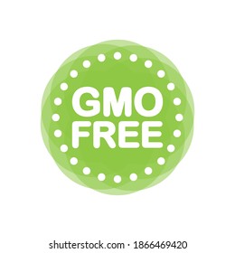 Gmo free green stamp in flat style on white background. Vector illustration.