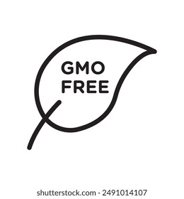 gmo free icon Black line art vector logo