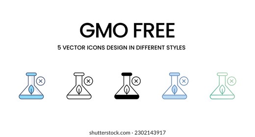 Gmo Free Icon Design in Five style with Editable Stroke. Line, Solid, Flat Line, Duo Tone Color, and Color Gradient Line. Suitable for Web Page, Mobile App, UI, UX and GUI design.