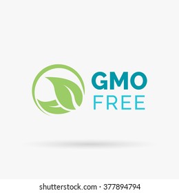 GMO free icon design. Non Genetically Modified Organism sign with green leaves symbol. Vector illustration.
