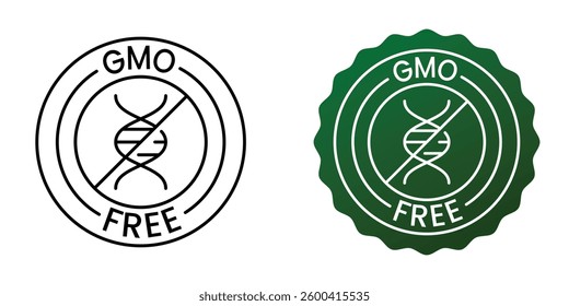 GMO free icon. label with non GMO logo sign for healthy food package design.