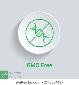 Icono libre de OMG. No hay Plantilla de diseño de etiqueta de paquete de producto agregado de OGM. Símbolo de ADN verde de Vector para el símbolo de alimentos libres de OGM aislado. EPS 10.