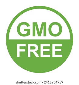 GMO free icon. Non GMO label. Healthy organic food concept. No GMO design element for tags, product packag, food symbol, emblems, stickers. Vegan, bio. Vector illustration. Organic, bio, eco symbol.
