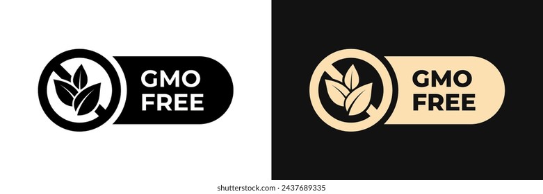 GMO free icon. Non GMO label. No added or artificial chemicals illustration, logo, symbol, sign, stamp, tag, emblem, mark or seal for product packaging isolated.