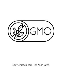 GMO free icon. Non GMO label. No added or artificial chemicals illustration, logo, symbol, sign, stamp, tag, emblem, mark or seal for product packaging isolated.