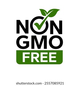 GMO free icon set. Non GMO label. No added or artificial chemicals logo, label, badge, sticker, symbol, emblem, stamp, line, vector, isolated illustration. GMO free label for product packaging design.