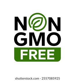 GMO free icon set. Non GMO label. No added or artificial chemicals logo, label, badge, sticker, symbol, emblem, stamp, line, vector, isolated illustration. GMO free label for product packaging design.