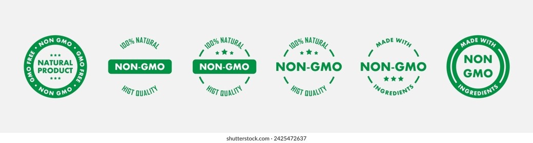 GMO free icon, sticker or label. Non GMO emblem. Natural and ecology food. Organic product. Vector