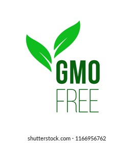 GMO free icon. Vector green leaf non GMO logo sign for healthy food package design.