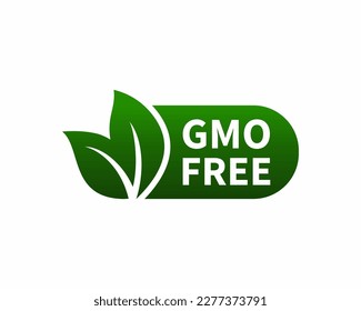 GMO free icon. Vector green leaf non GMO logo sign for healthy food package design.