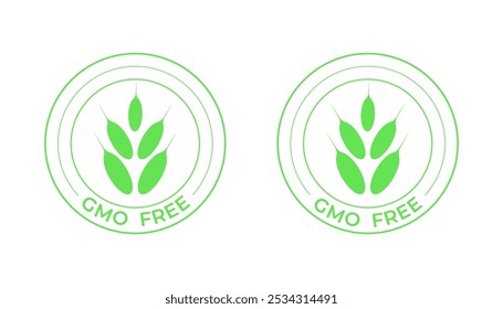 GMO free icons, isolated, transparent background. Vector illustration, sign, symbol, emblem, premium stamp, guarantee quality, genetic certified.
