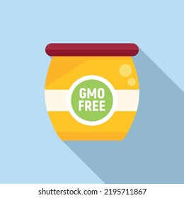 Gmo free jar icon flat vector. Dna food. Gene medicine