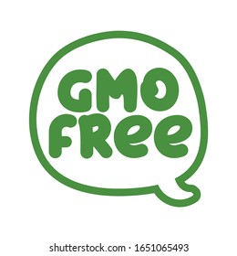 'gmo free' - label. Handwritten calligraphy: restaurant, cafe menu. Vector elements for labels, logos, badges, stickers or icons, t-shirts or mugs. Vector illustration, healthy food design