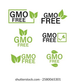 GMO Free Label Set Vector Design.