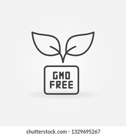 GMO Free with Leaves vector concept icon or symbol in thin line style