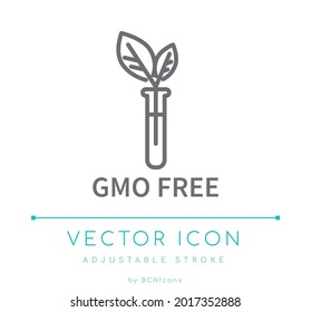 GMO Free Line Icon. No Generically Modified Organisms Vector Symbol.