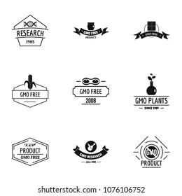 GMO free logo set. Simple set of 9 GMO free vector logo for web isolated on white background