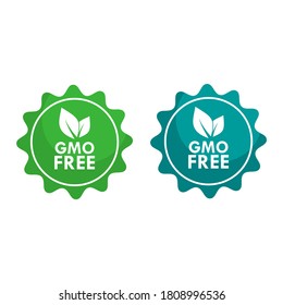 Logo libre de GMO. Signo del logotipo de GMO verde vectorial para el diseño de paquetes de alimentos saludables.