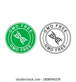 GMO free logo. Vector green non GMO logo sign for healthy food package design.