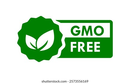 GMO free logo. Vector green GMO logo sign for healthy food package design.