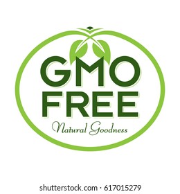 GMO Free Natural Goodness Icon Vector Illustration Graphic Oval Symbol Typographic