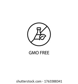 Gmo free, no gmo sticker and badge for food market, ecommerce, organic products promotion, healthy life and premium quality food and drink. Vector icon illustration.