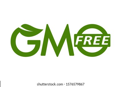 GMO free or Non GMO icon design. 100% natural stamp or label. Vector green logo.  