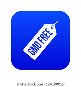 GMO free price tag icon digital blue for any design isolated on white vector illustration