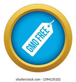 GMO free price tag icon blue vector isolated on white background for any design