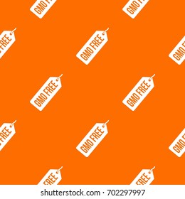 GMO free price tag pattern repeat seamless in orange color for any design. Vector geometric illustration