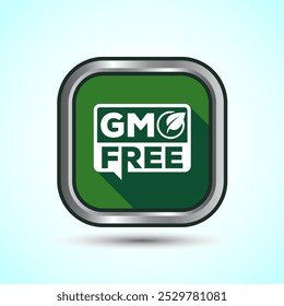 GMO Free Product Icon Design Illustration, Icon For Web and mobile application, Green Shadow Button Design 