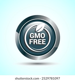 GMO Free Product Icon Design Illustration, Icon For Web and mobile application, Gray Color Round Button Design