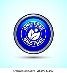 GMO Free Product Icon Design Illustration, Icon For Web and mobile application, Blue Color Round Button Design