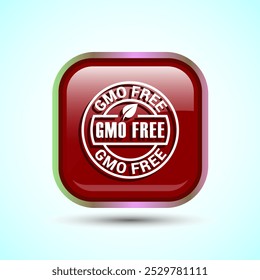 GMO Free Product Icon Design Illustration, Icon For Web and mobile application, Red Color Square Button Design