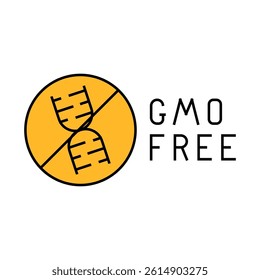 gmo free product label warning line icon vector. gmo free product label warning sign. isolated symbol illustration