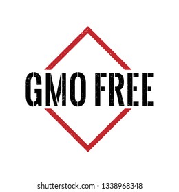 gmo free red black triangle grungy rubber stamp