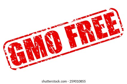 GMO free red stamp text on white