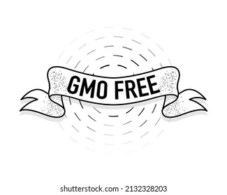 Gmo free ribbon in vintage style. Banner vector. Logo, label. Sugar free. Vector illustration