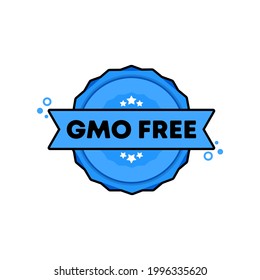 GMO free stamp. Vector. GMO free badge icon. Certified badge logo. Stamp Template. Label, Sticker, Icons. Vector EPS 10. Isolated on white background.