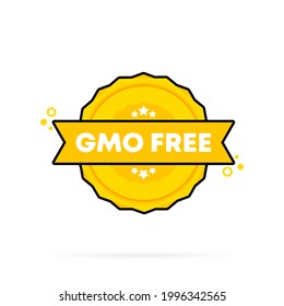 GMO free stamp. Vector. GMO free badge icon. Certified badge logo. Stamp Template. Label, Sticker, Icons. Vector EPS 10. Isolated on white background.